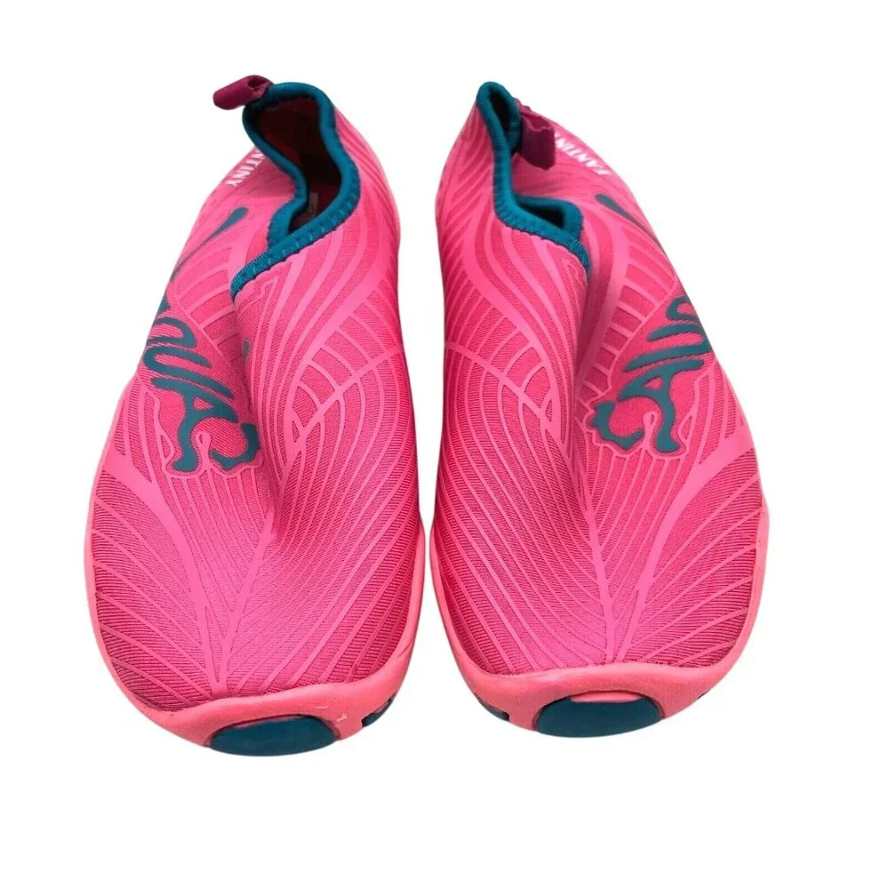 Fantiny Girls Water Shoes Fabric Slip On Striped Pink Blue Size 34 US 3